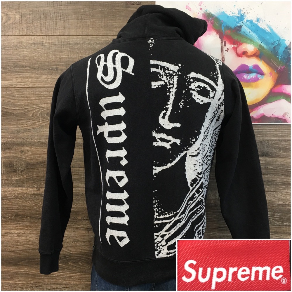 Supreme Black Virgen Mary Statue Graphic Hoodie Men's Medium Made in Canada